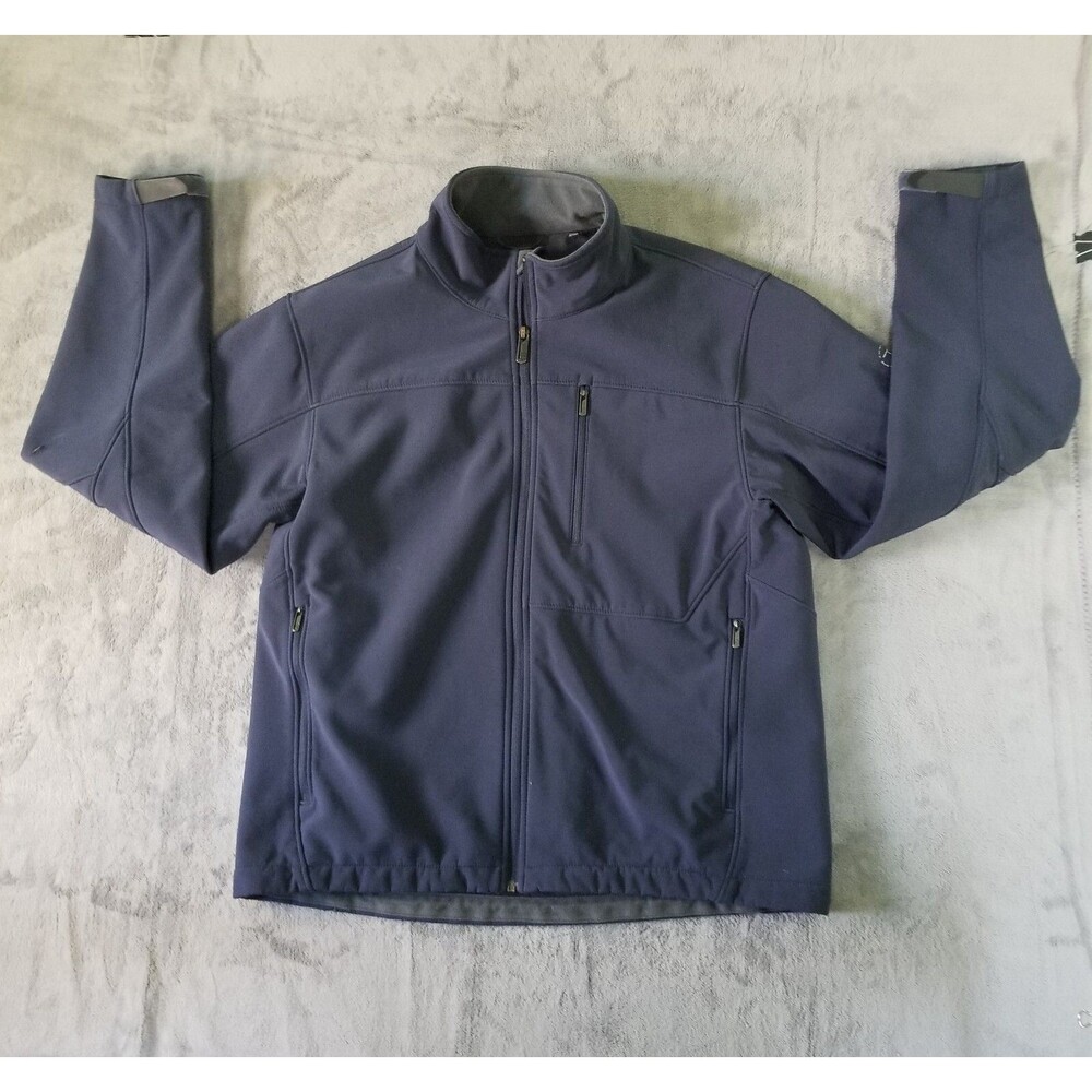 T Tech By TUMI Softshell Jacket Mens Navy Blue Size Large Fleece Pockets